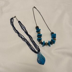 Vintage Elegant Blue and Turquoise Necklace Set 2 piece #769